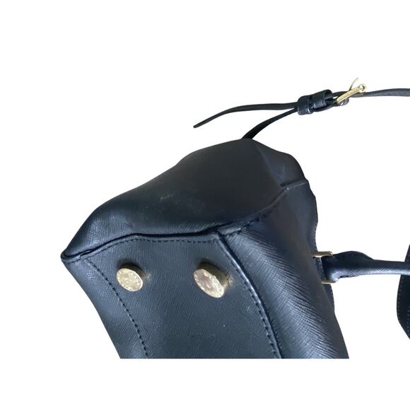 Michael Kors Black Leather Handbag Crossbody Gold Tone Hardware 8 Pockets - Picture 12 of 16